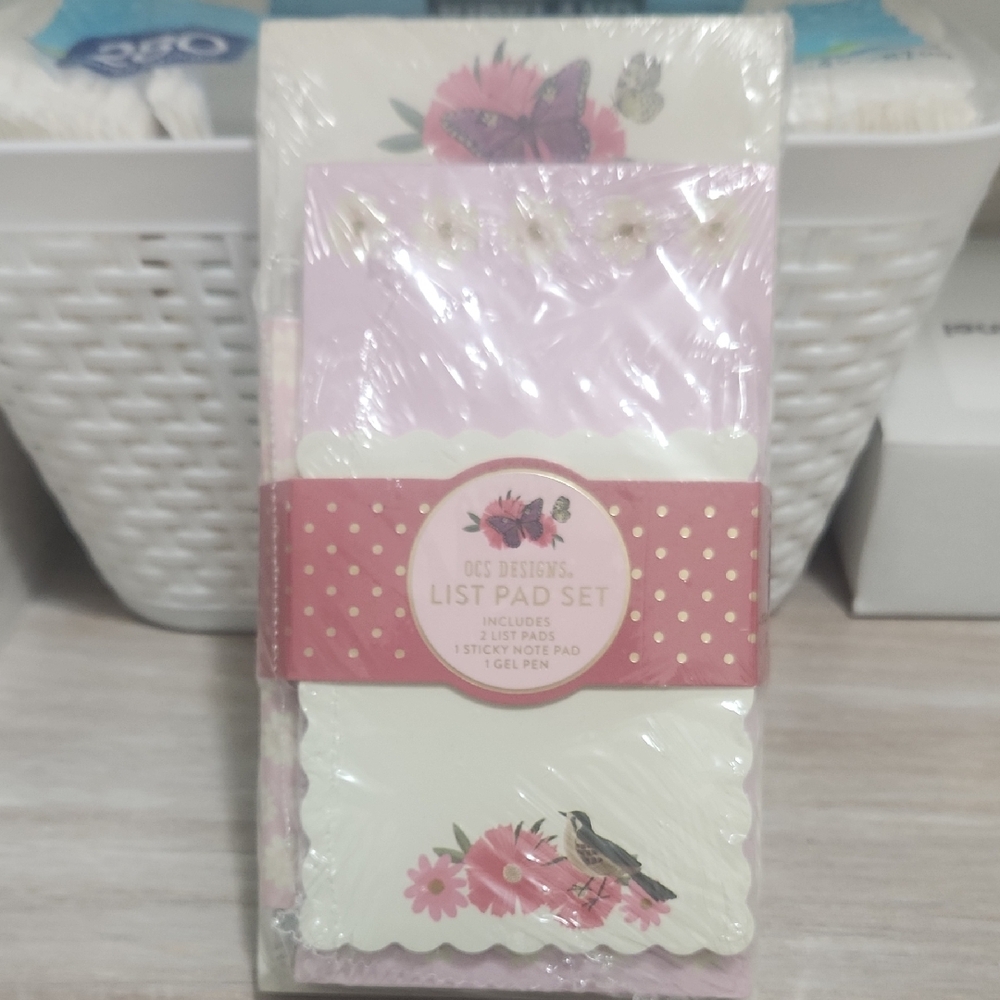 OCS Designs Floral Stationery Set - Pink and Cream